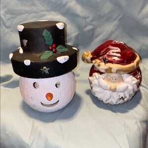 BX44 Festive Snowman and Santa Candle Holders